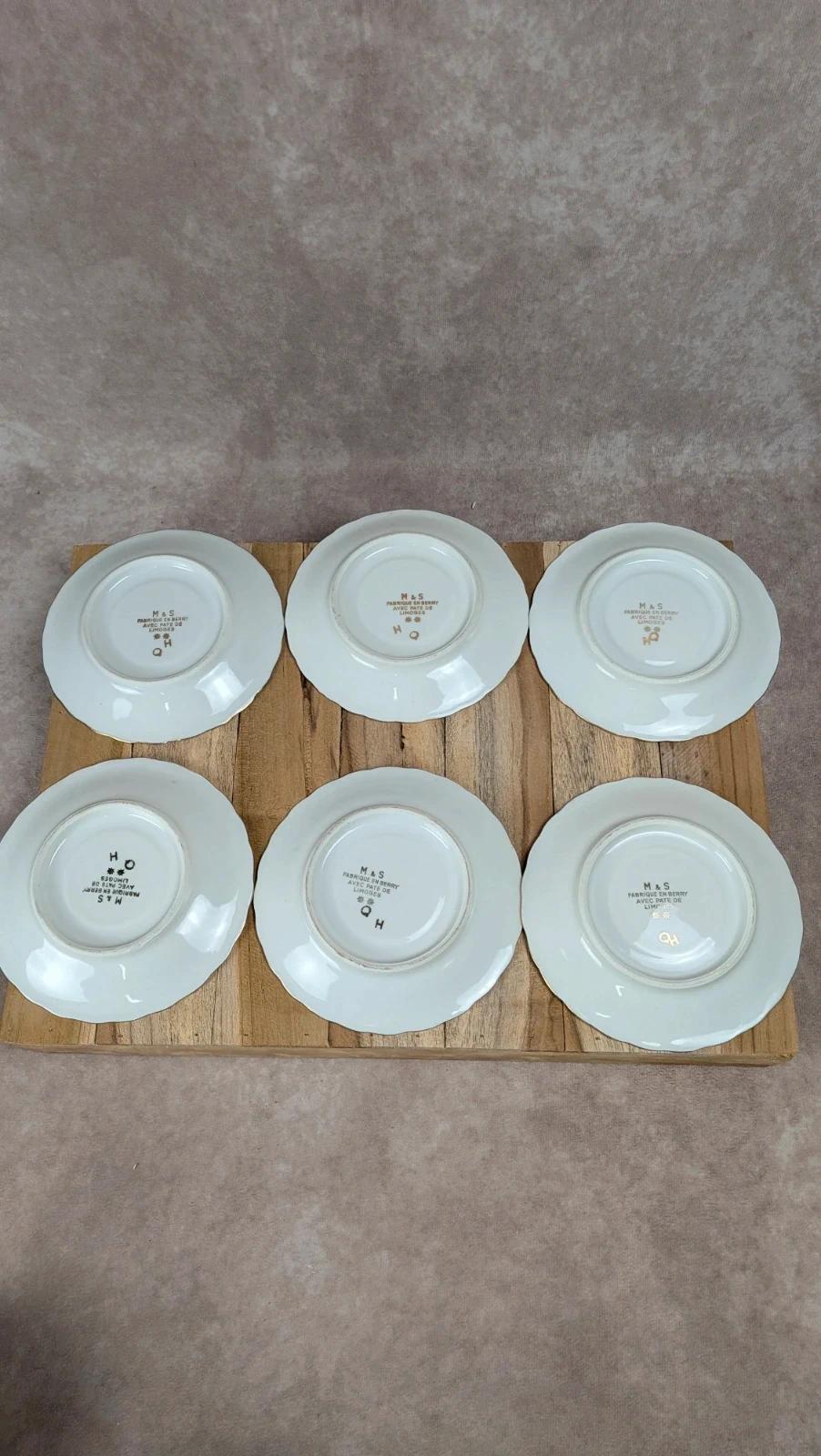 Lot de 6 tasses Gien Yokohama & 6 soucoupes M&s – porcelaine française