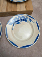 Lot de 4 assiettes Terre de fer Fp Granville – Décor bleu Art déco