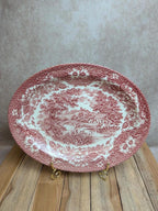 Plat ovale terre de fer anglaise toile de Jouy rouge