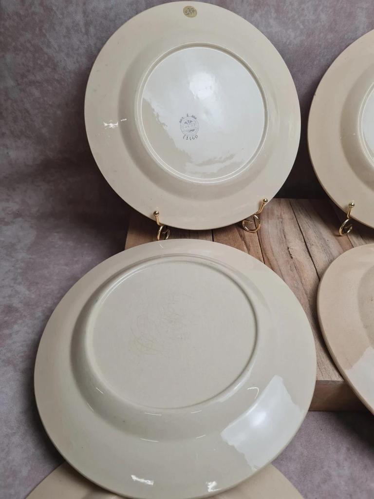 Lot de 6 assiettes plates Boch La Louvière Belgique modèle 2460 décor cerises polychrome