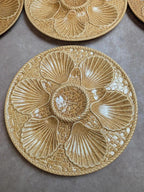 Lot de 7 assiettes à huîtres Longchamp barbotine coquillages vintage