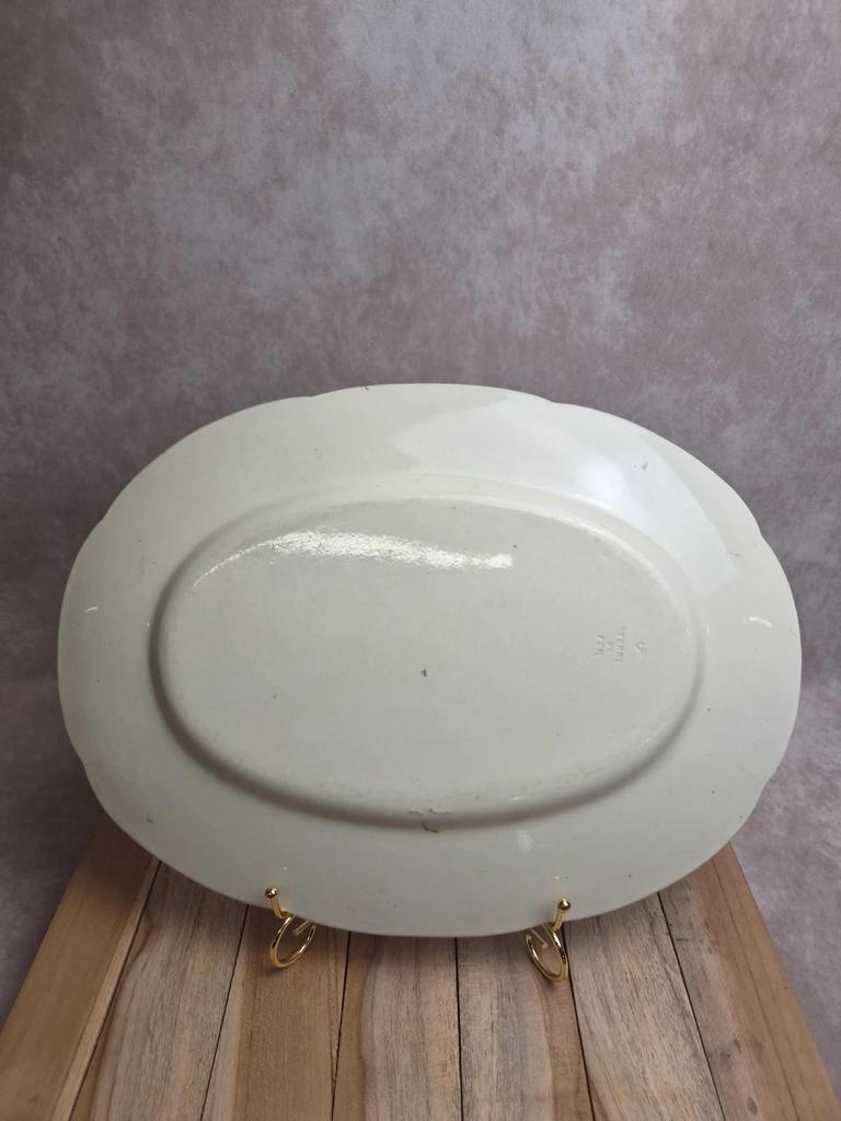 Grand plat ovale Terre de Fer Creil et Montereau Linotte – Xixe