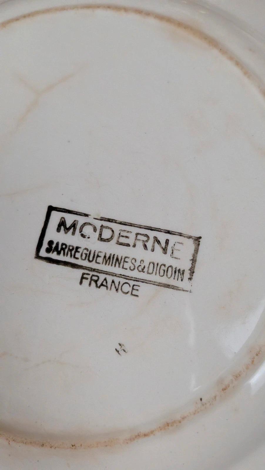 Lot de 3 assiettes plates vintage – Modèle Moderne – Sarreguemines & Digoin