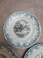 Lot de 3 assiettes parlantes anciennes Automobiles en terre de fer