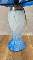 Lampe champignon en pâte de verre bleu