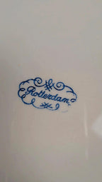 Lot de 6 assiettes plates anciennes Rotterdam décor bleu moulin