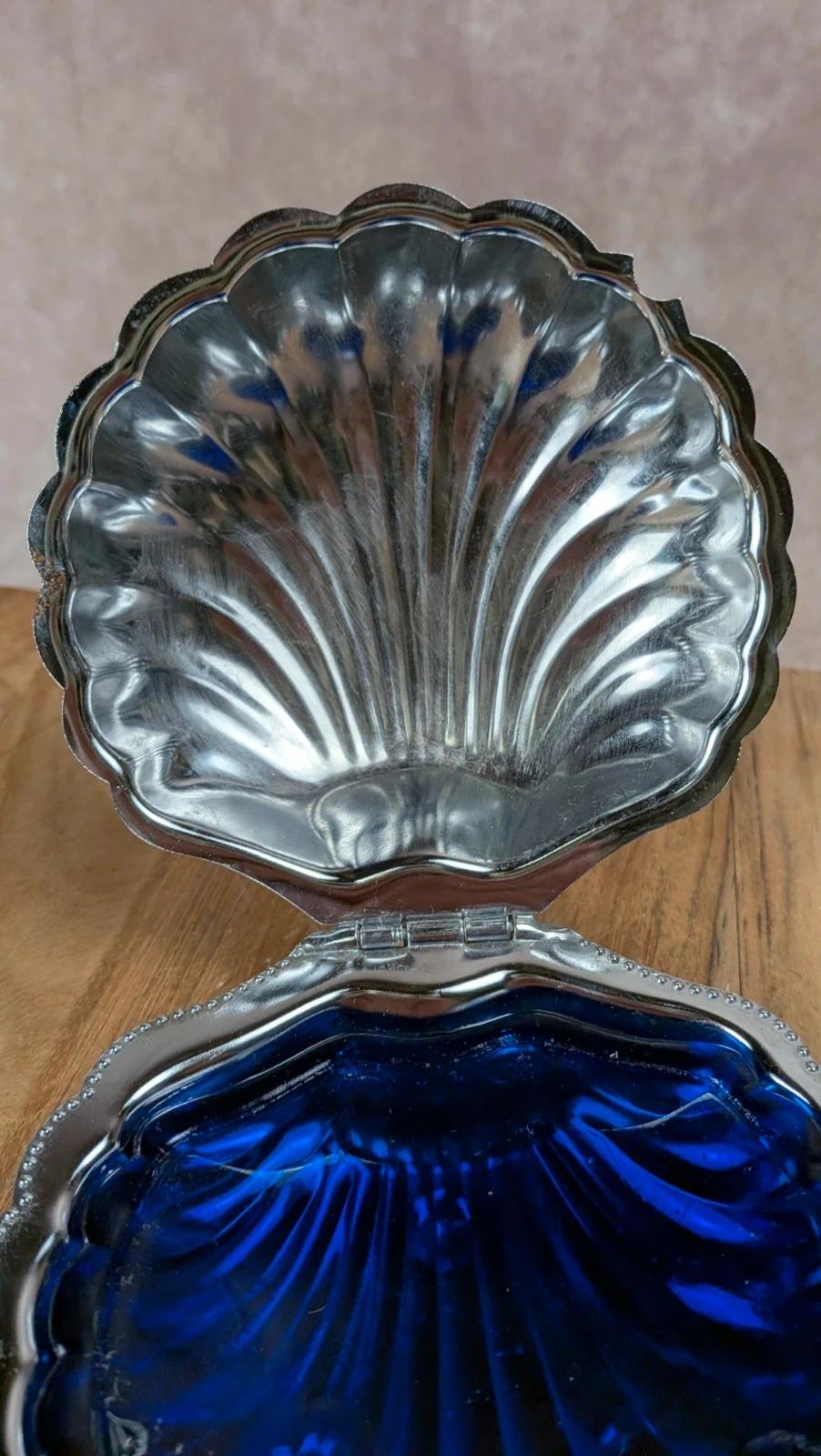 Beurrier vintage coquille en métal argenté