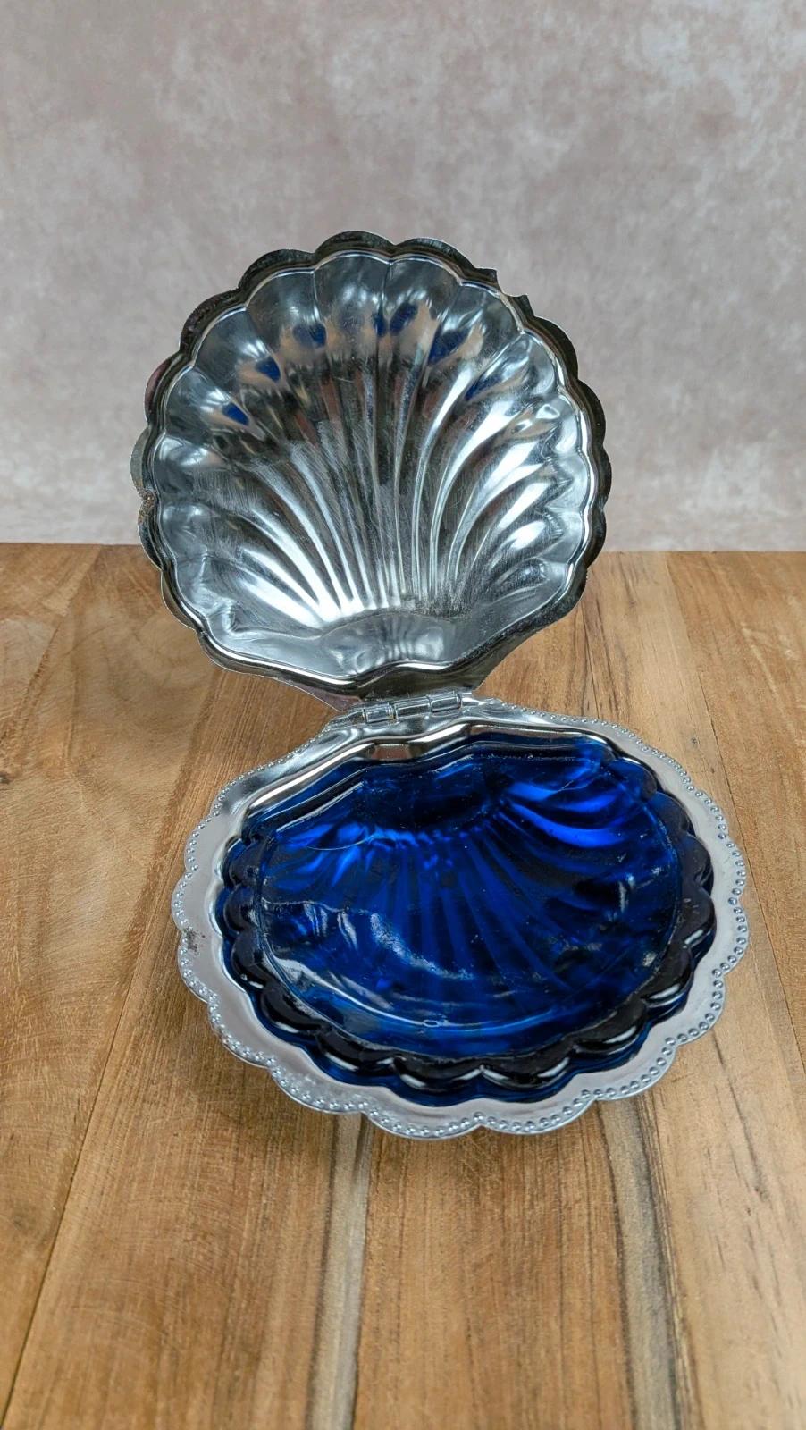 Beurrier vintage coquille en métal argenté