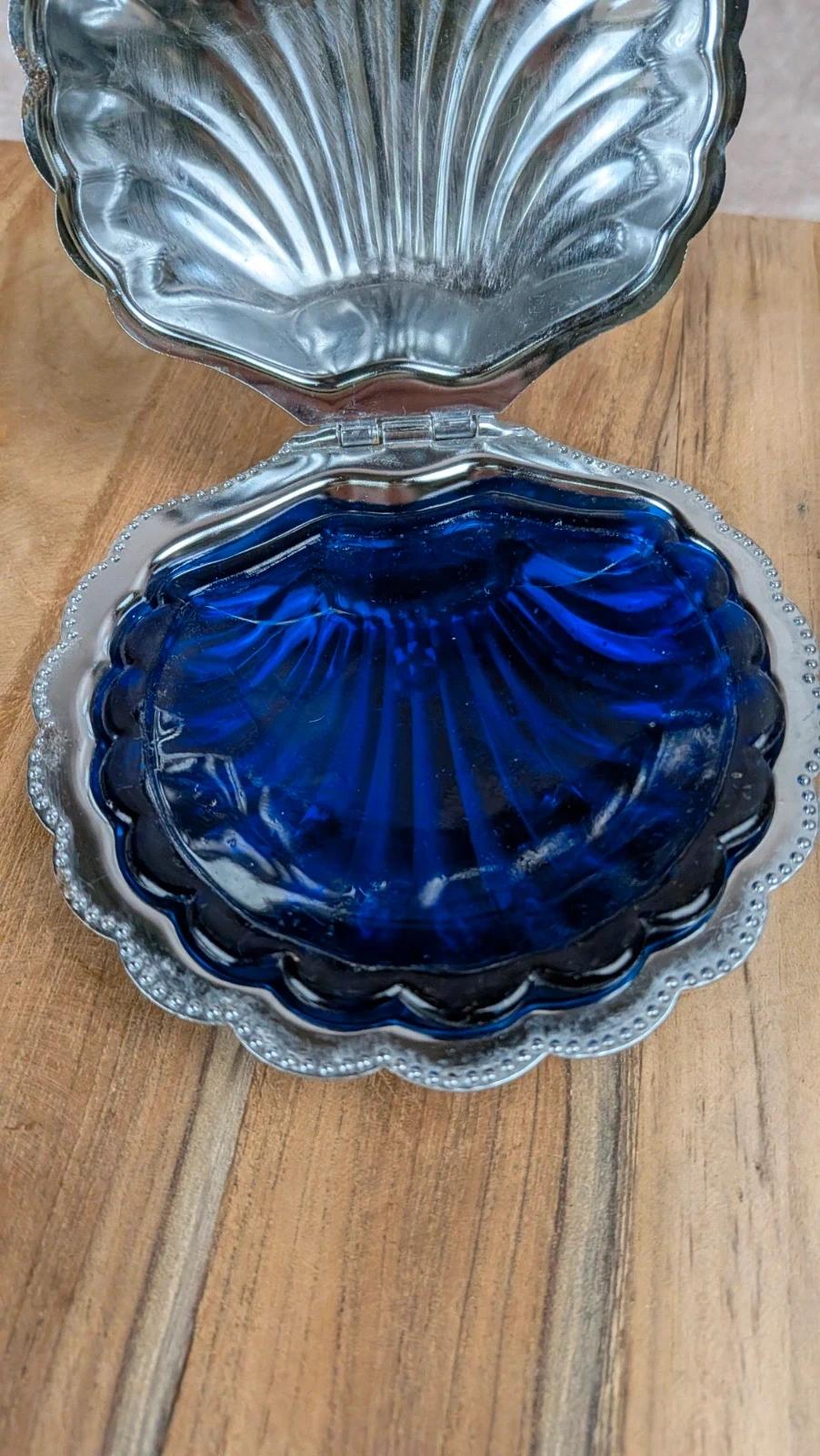 Beurrier vintage coquille en métal argenté