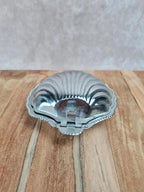 🌊 Beurrier vintage coquille en verre bleu et métal argenté