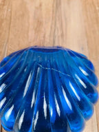 🌊 Beurrier vintage coquille en verre bleu et métal argenté