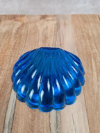 🌊 Beurrier vintage coquille en verre bleu et métal argenté