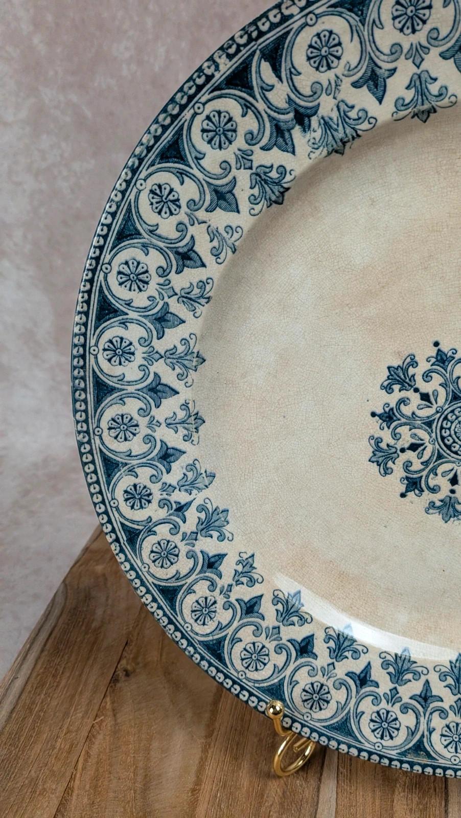 Plat ancien Badonviller – Modèle Oriental – Décor bleu