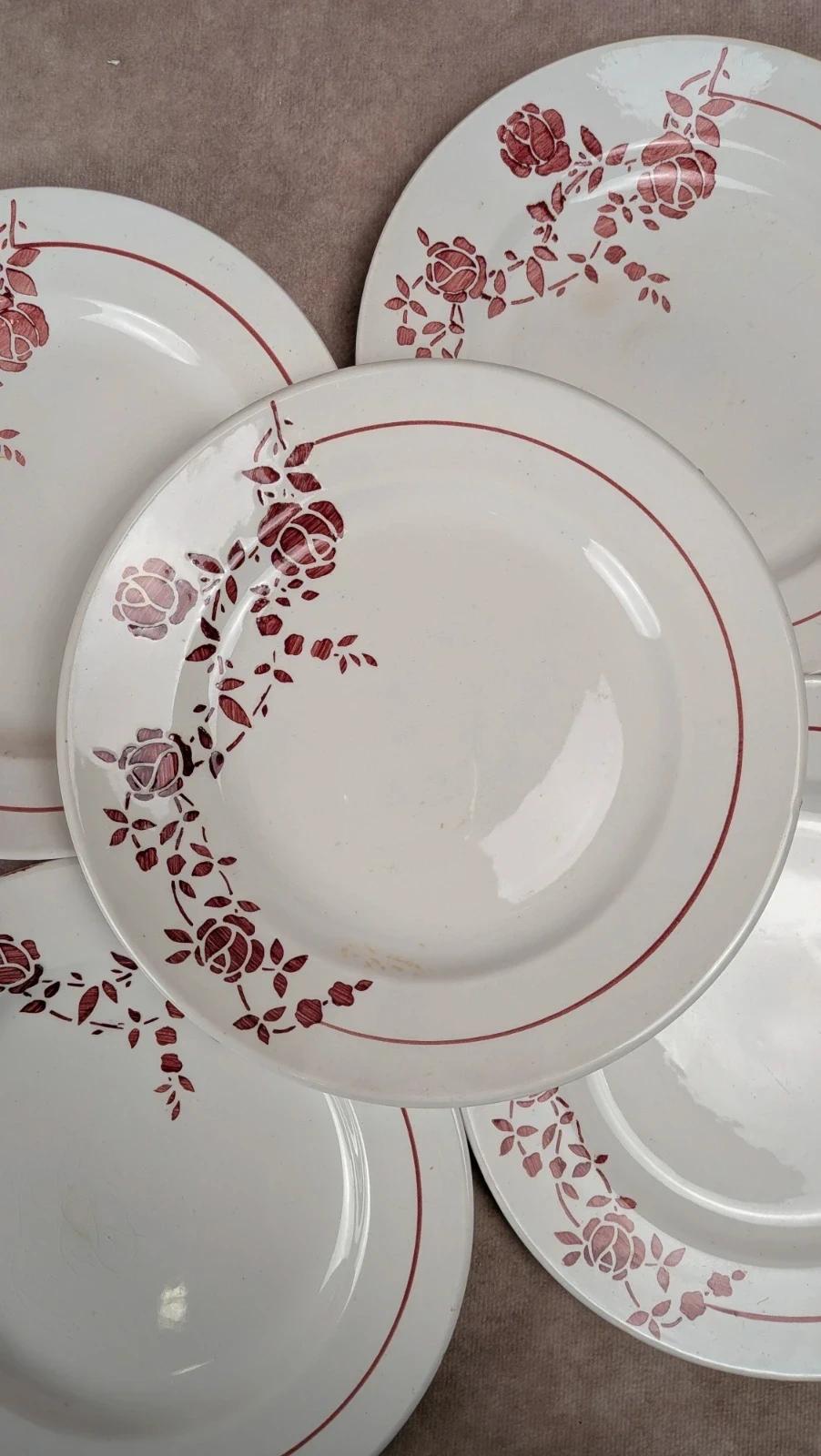 Lot de 6 petites assiettes demi-porcelaine Saint-amand modèle Marcel