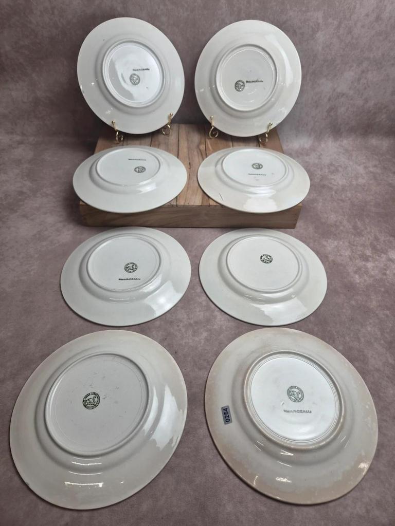 Lot de 8 assiettes à dessert Saint-amand Hamage modèle Marceau – faïence ancienne
