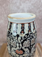 Vase chinois en porcelaine – Décor floral Famille Noire – Fond noir – 31,5 cm