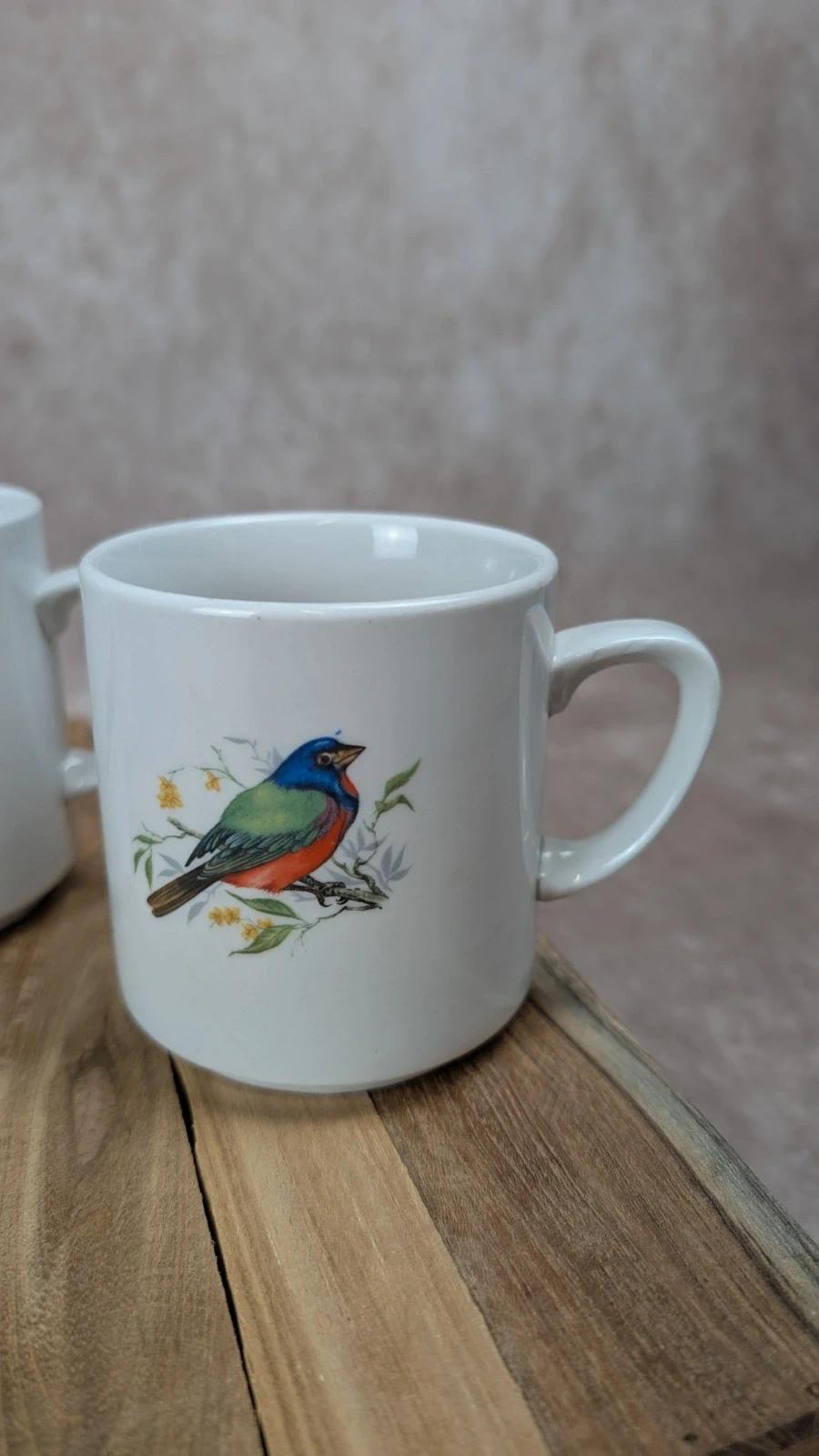 Lot de 4 tasses vintage monopoli – motifs oiseaux