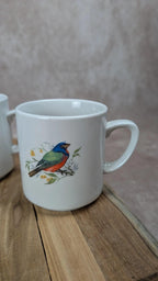 Lot de 4 tasses vintage monopoli – motifs oiseaux