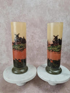 🌿 Paire de vases anciens signés Legras – décor champêtre émaillé – Art Nouveau 🌿