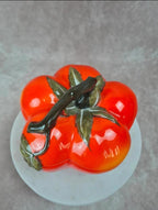 Boîte céramique vintage Mancioli – forme tomate / Citrouille – faïence italienne années 60