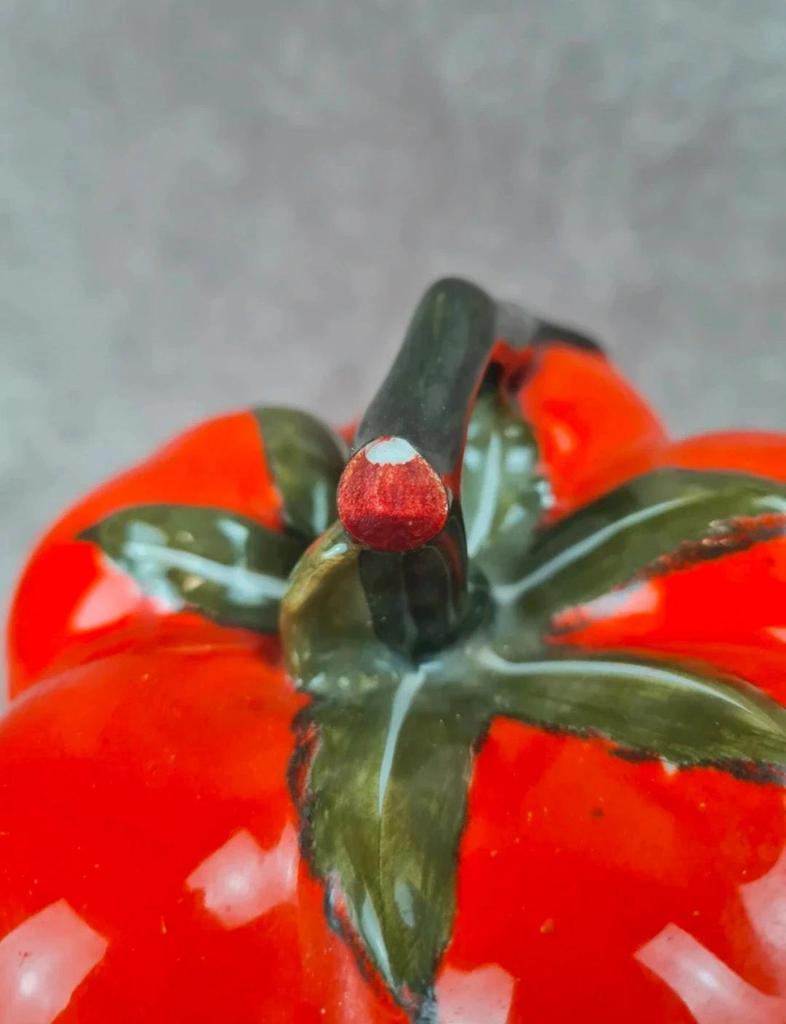 Boîte céramique vintage Mancioli – forme tomate / Citrouille – faïence italienne années 60