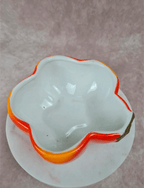 Boîte céramique vintage Mancioli – forme tomate / Citrouille – faïence italienne années 60