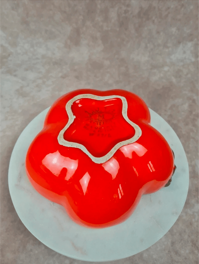 Boîte céramique vintage Mancioli – forme tomate / Citrouille – faïence italienne années 60