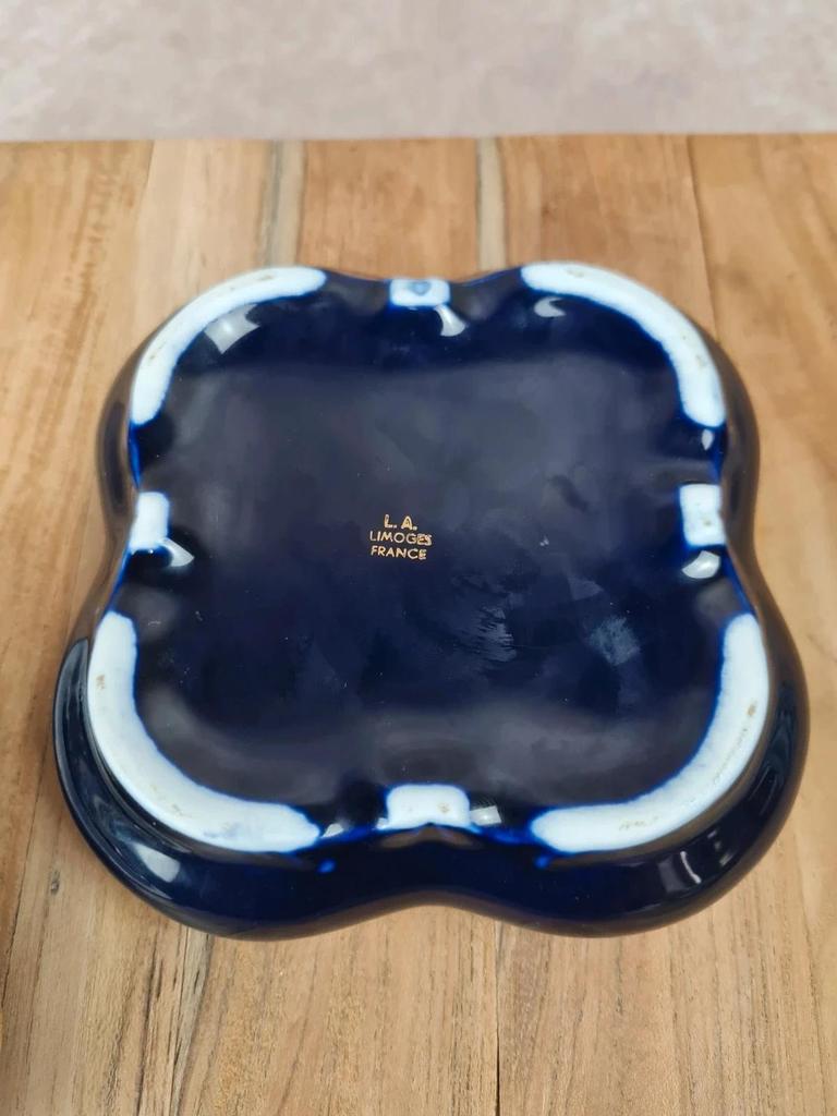 Boîte en porcelaine de Limoges bleu cobalt dorée à l’or fin 💙