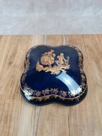 Boîte en porcelaine de Limoges bleu cobalt dorée à l’or fin 💙