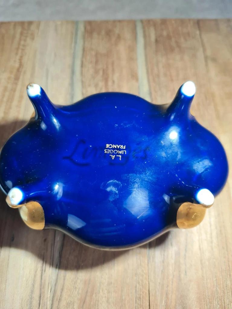 💙 Boîte en porcelaine de Limoges bleu cobalt & dorure fine 💛
