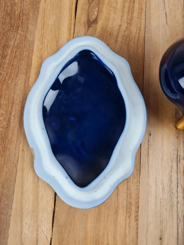💙 Boîte en porcelaine de Limoges bleu cobalt & dorure fine 💛