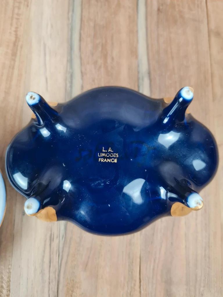 💙 Boîte en porcelaine de Limoges bleu cobalt & dorure fine 💛