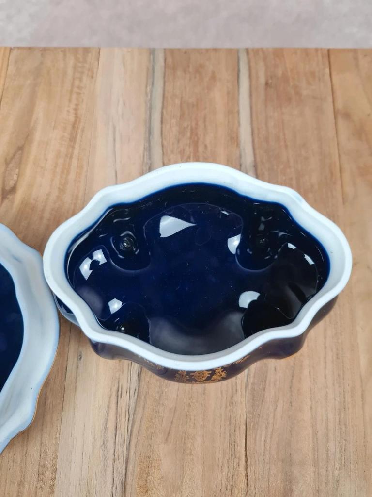 💙 Boîte en porcelaine de Limoges bleu cobalt & dorure fine 💛