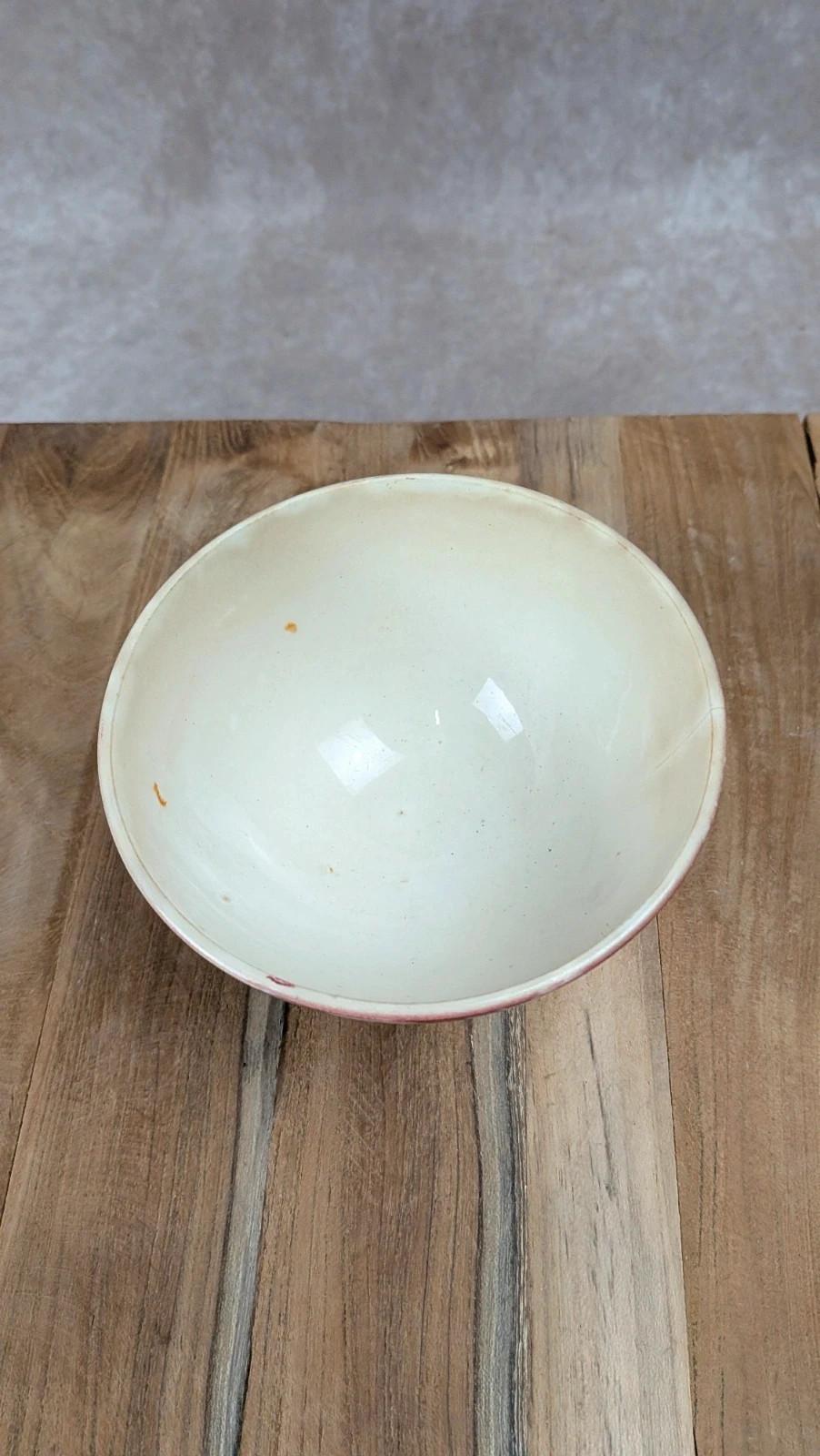 Bol ancien Saint - amand – décor damier rouge – faïence vintage