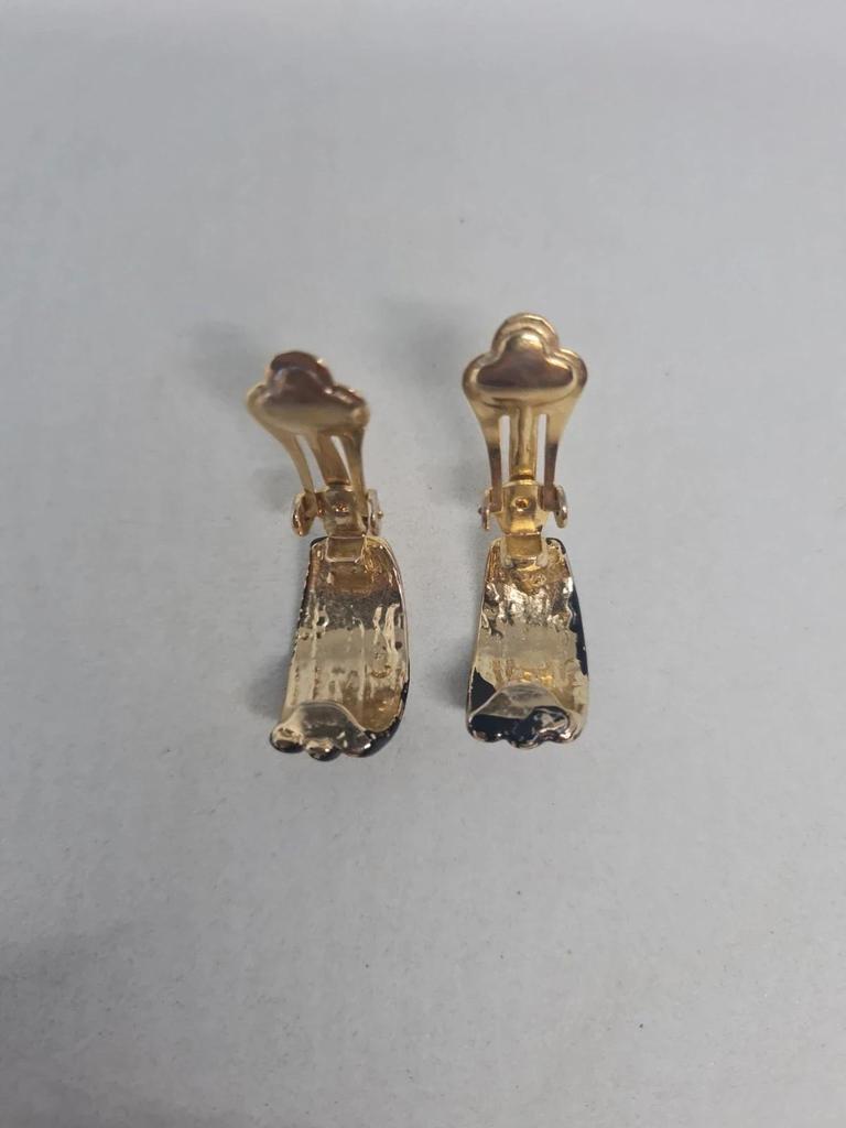 Boucles d’oreilles clip vintage dorées & noires 🖤