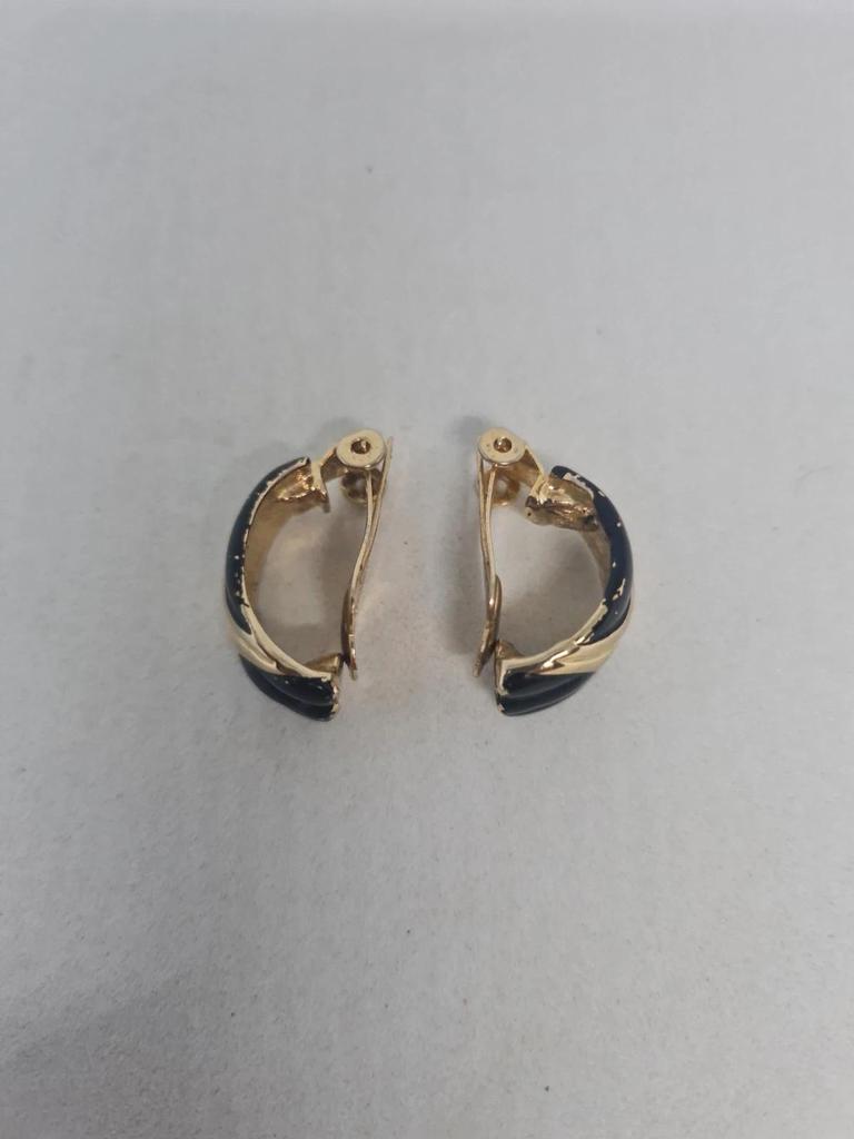Boucles d’oreilles clip vintage dorées & noires 🖤