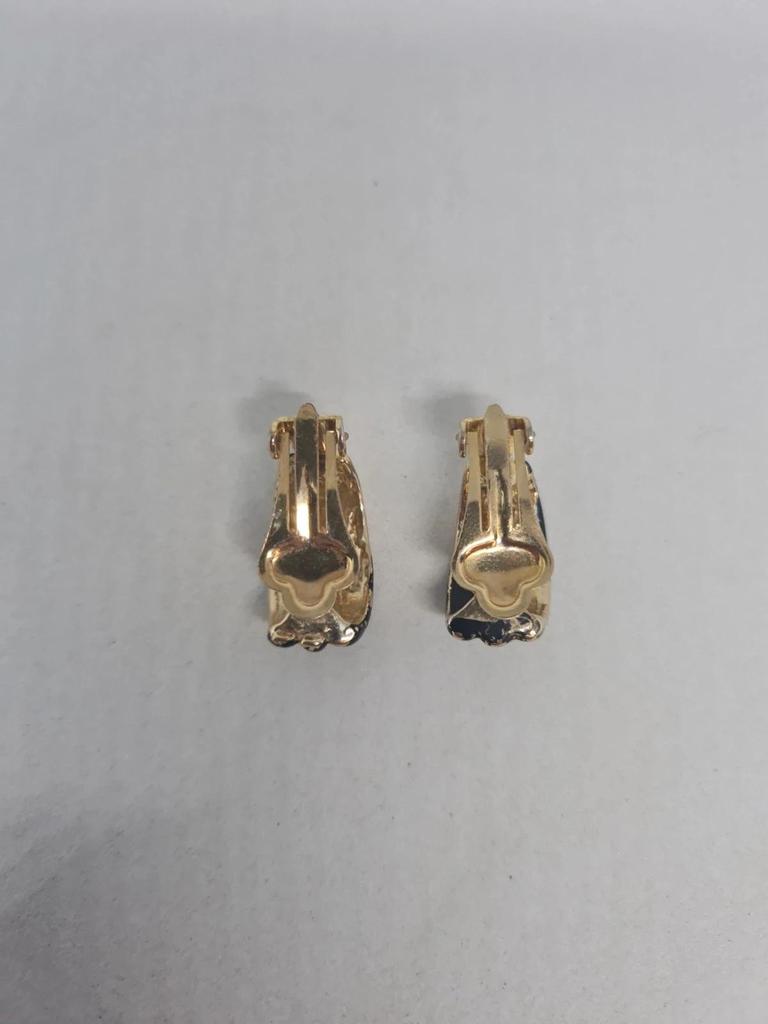 Boucles d’oreilles clip vintage dorées & noires 🖤