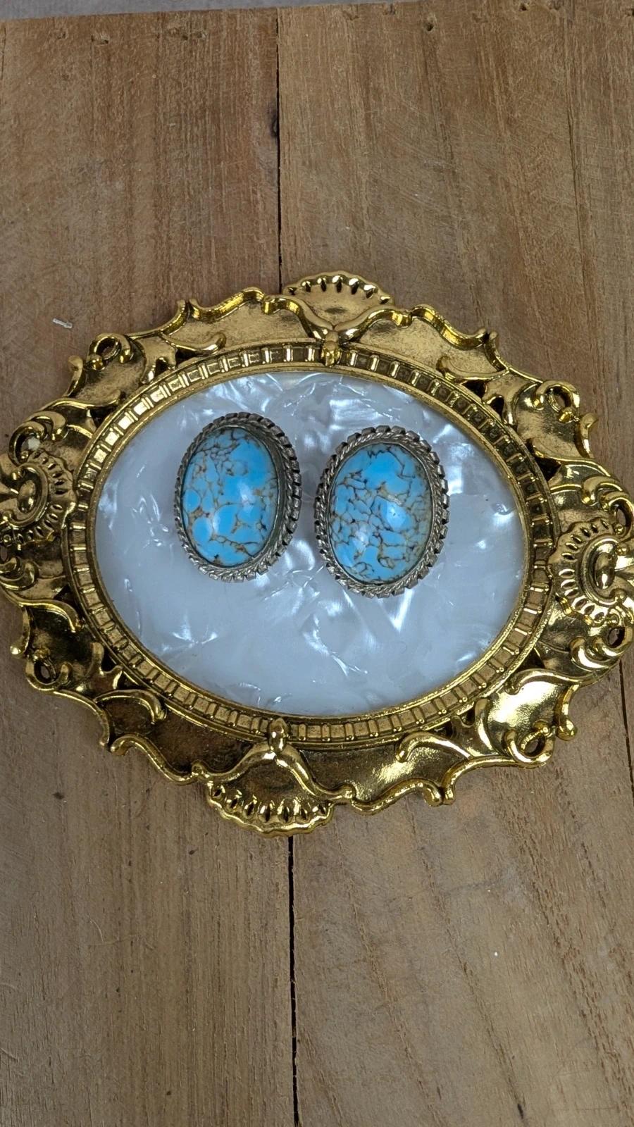 Boucles d’oreilles clip vintage turquoise