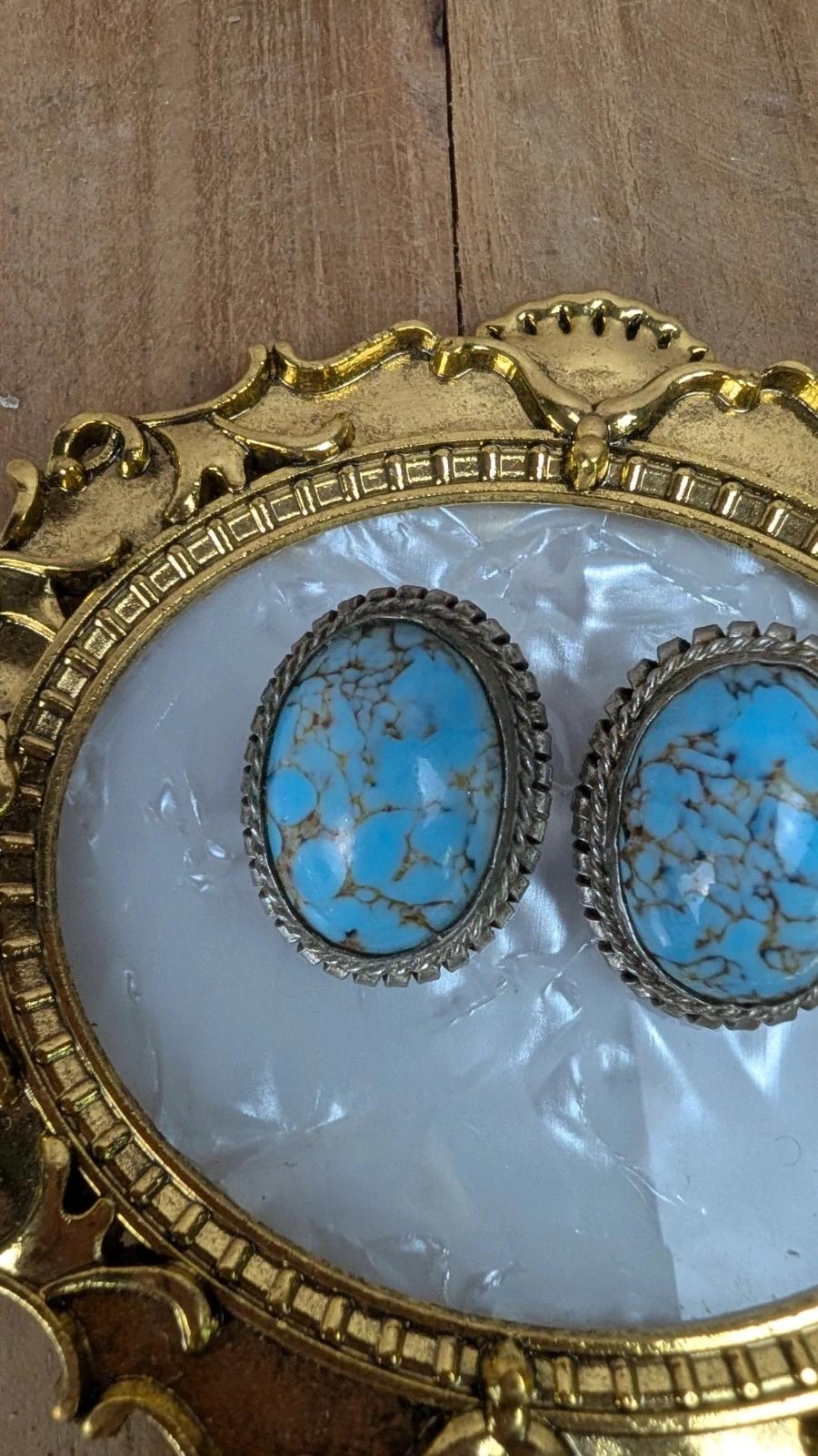 Boucles d’oreilles clip vintage turquoise