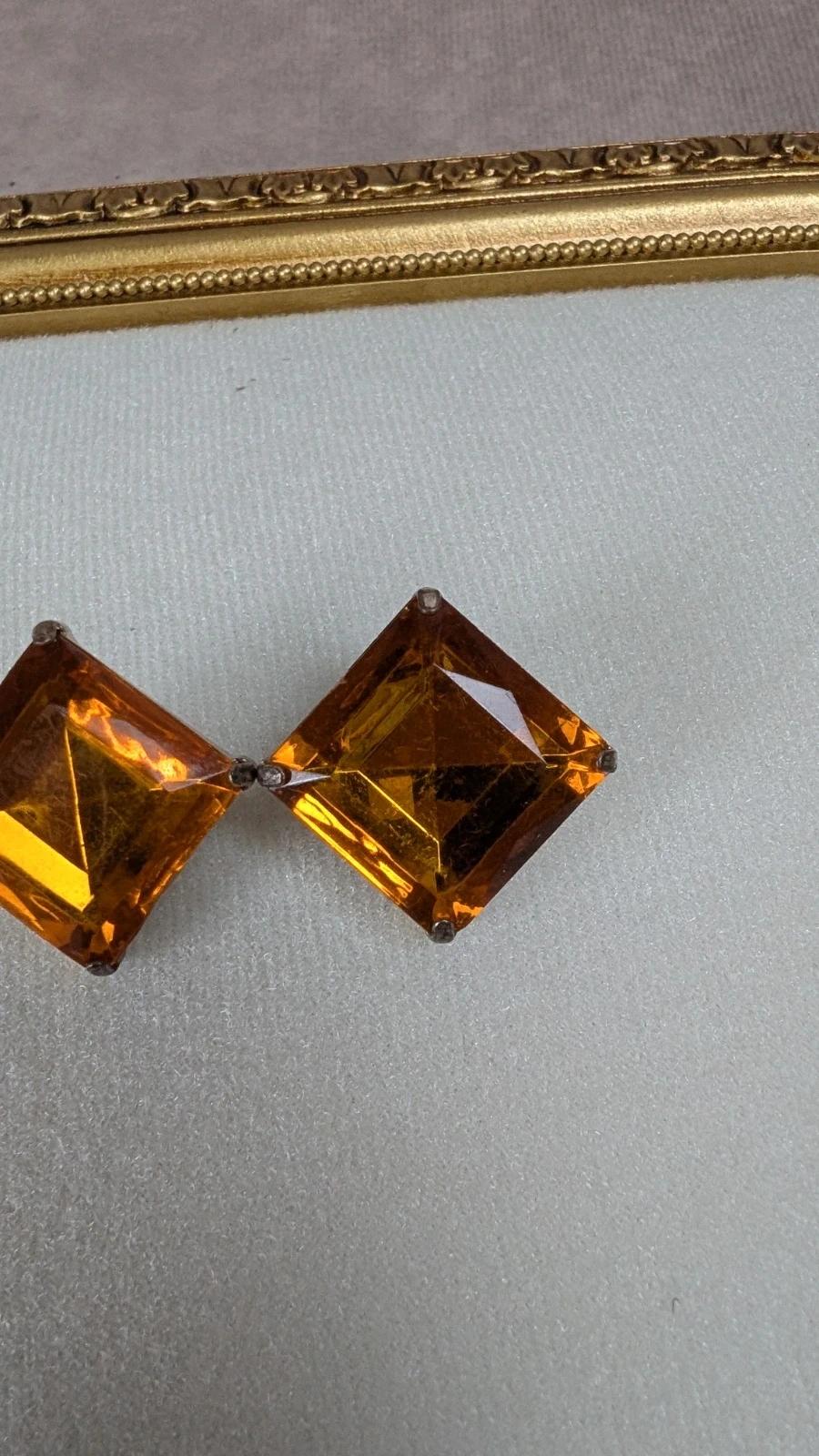 Boucles d’oreilles vintage à clips ambre orangé