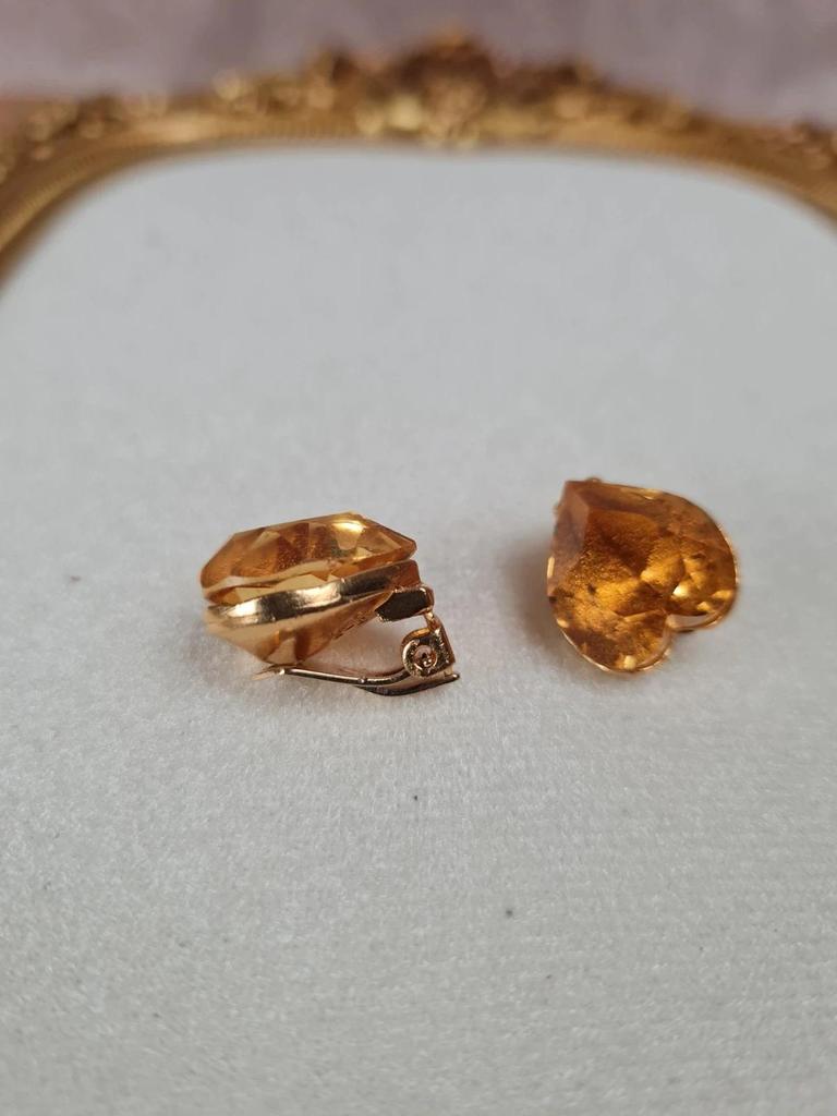 💛 Boucles d’oreilles vintage Ysl cœur ambré – Made in France