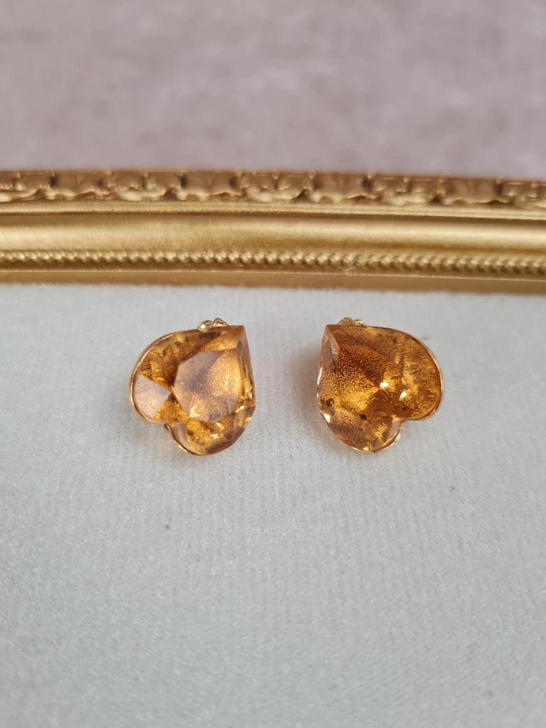 💛 Boucles d’oreilles vintage Ysl cœur ambré – Made in France