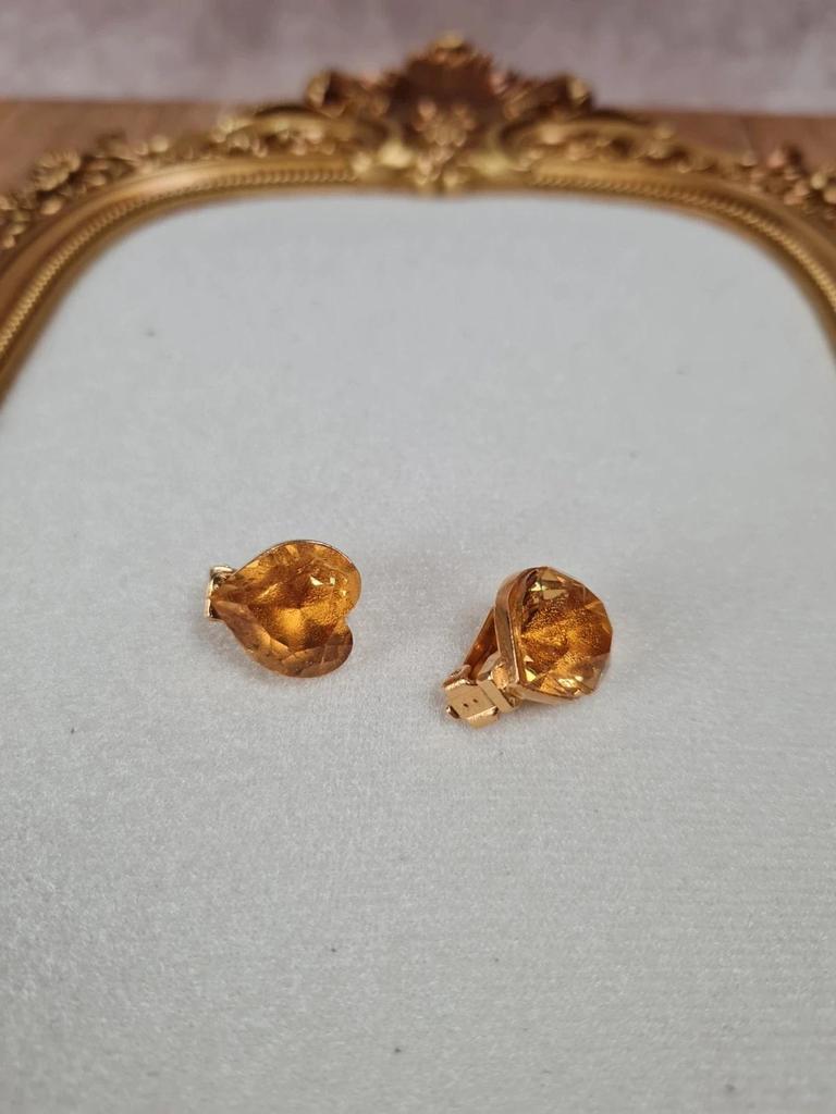 💛 Boucles d’oreilles vintage Ysl cœur ambré – Made in France