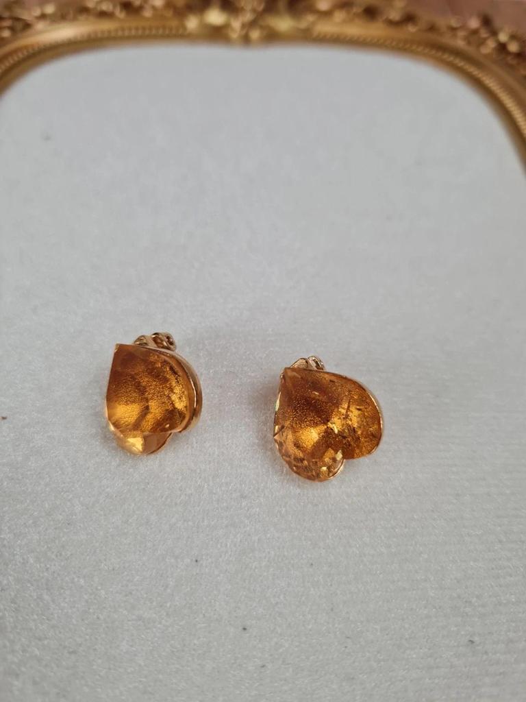 💛 Boucles d’oreilles vintage Ysl cœur ambré – Made in France