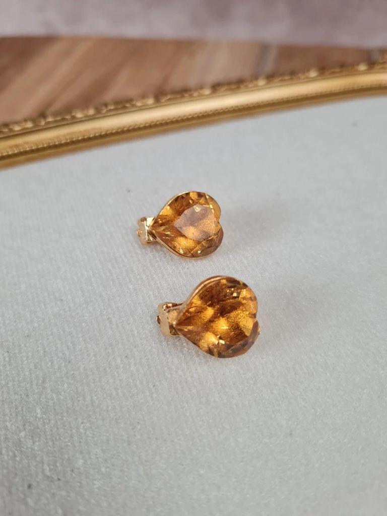 💛 Boucles d’oreilles vintage Ysl cœur ambré – Made in France