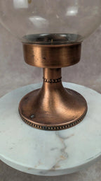 Bougeoir vintage en cuivre et verre fleuri