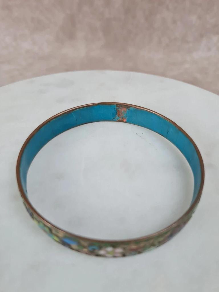 Bracelet cloisonné vintage aux motifs fleuris 🌸