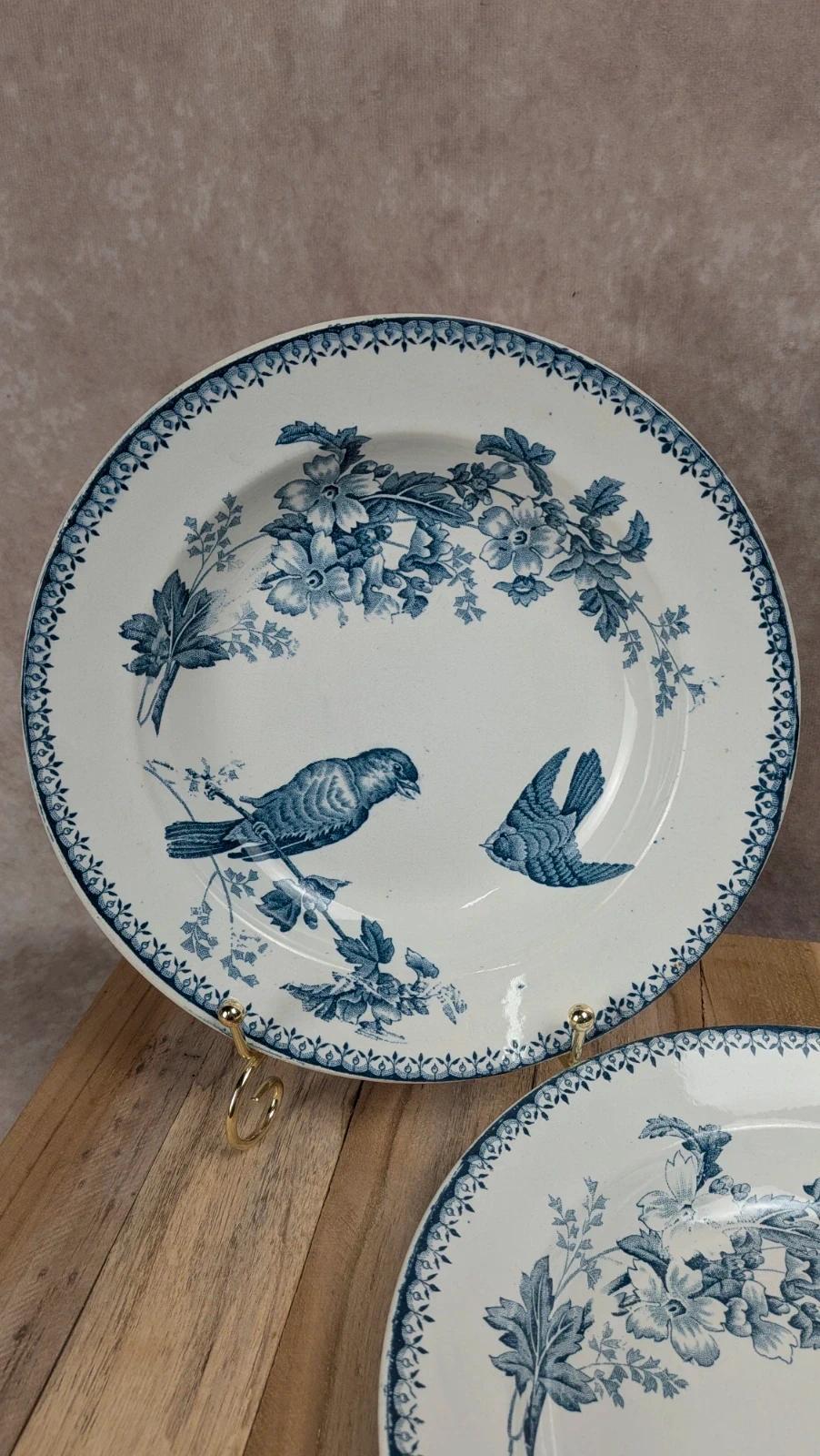 Lot de 2 assiettes creuses Longwy – modèle Mésange