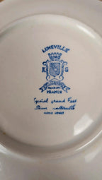 5 soucoupes Lunéville Kg modèle Toile de Jouy bleu –