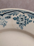 Assiette ancienne Terre de fer H. Boulenger Choisy-le-roi – Décor floral bleu
